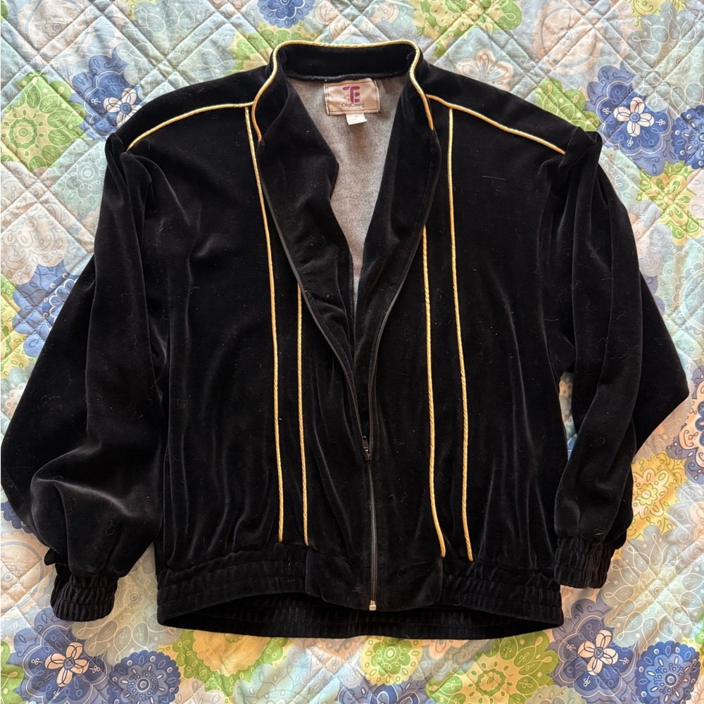 💙Navy Blue Velour Jacket with Gold Accents💙